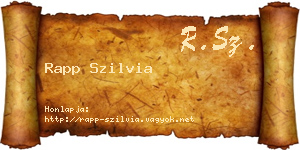 Rapp Szilvia névjegykártya